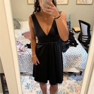 Vintage Forever 21 Black Formal Dress with deep V neck